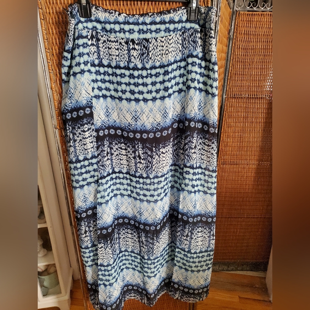 Maurices Blue and White Maxi Skirt